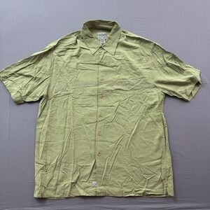 Quiksilver Edition Mens Large Green Palm Tree Embroidered Button Up Shirt L